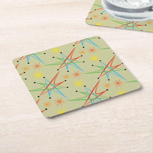 Atomare Sternexplosion Retro mehrfarbiges Muster Rechteckiger Pappuntersetzer (angewinkelt)