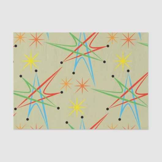 Atomare Sternexplosion Retro mehrfarbiges Muster Seidenpapier (Vorderseite)