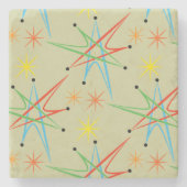 Atomare Sternexplosion Retro mehrfarbiges Muster Steinuntersetzer (Vorderseite)