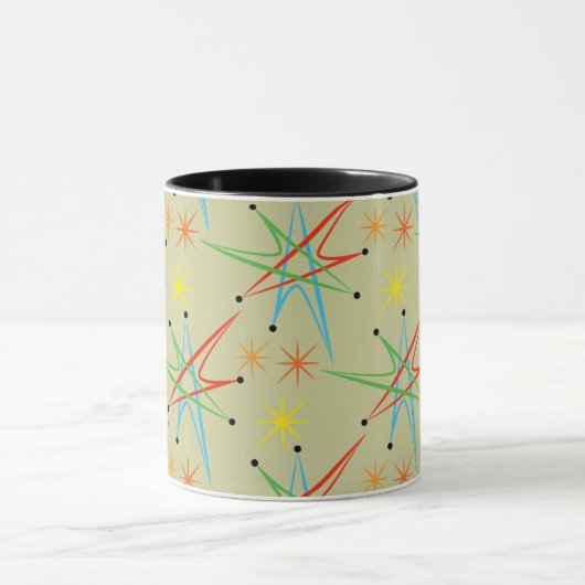 Atomare Sternexplosion Retro mehrfarbiges Muster Tasse (Zentrum)