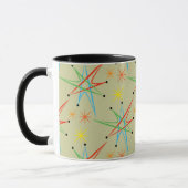 Atomare Sternexplosion Retro mehrfarbiges Muster Tasse (Links)