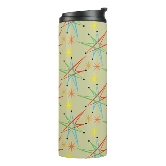 Atomare Sternexplosion Retro mehrfarbiges Muster Thermosbecher (Nach links gedreht)