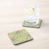 Atomare Sternexplosion Retro mehrfarbiges Muster Untersetzer (Rechte Seite)