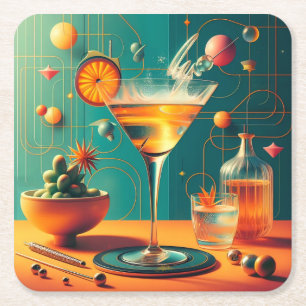 Atomarer Futuristischer Kosmischer Sturm Martini Rechteckiger Pappuntersetzer