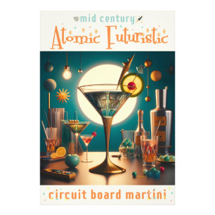 Atomarer futuristischer Leiterplatten-Martini Fotodruck