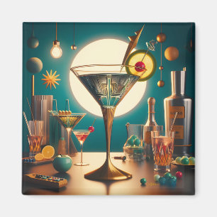 Atomarer futuristischer Leiterplatten-Martini Magnet