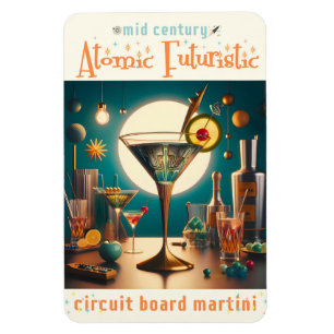 Atomarer futuristischer Leiterplatten-Martini Magnet