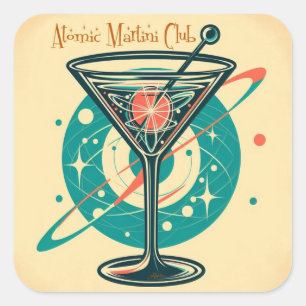 Atomarer Martini Club Quadratischer Aufkleber