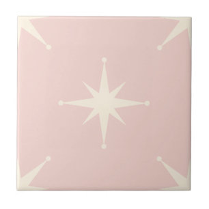 Atomarer Sternenexplosion Mid-Century Modern rosa Fliese