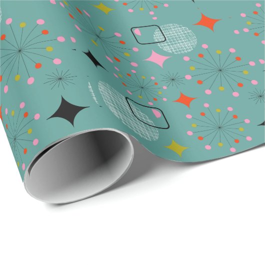 Atomarer Sternenexplosion Retro-Design Geschenkpapier (Rolleneckpunkt)