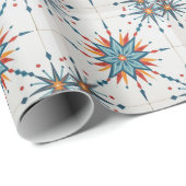 Atomarer Sternenexplosion Retro Mitte des Jahrhund Geschenkpapier (Rolleneckpunkt)