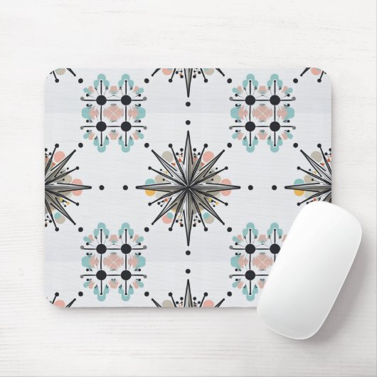 Atomarer Sternenexplosion Retro Mitte des Jahrhund Mousepad (Mit Mouse)