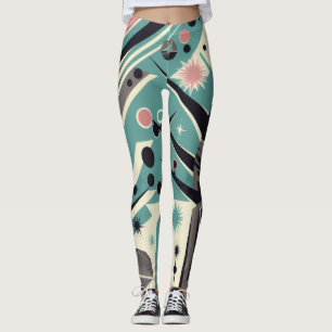 Atomarer versteinerten Baum Retro-Geometrie Leggings