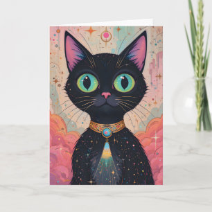 Atomares Futuristisches Kosmisches Schwarzes Katze Karte