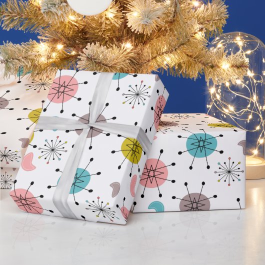 Atomares Retro-Sternenmuster Geschenkpapier (Feiertage)