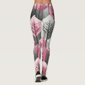 Atomares Rosa-Grau-Geometrisches-Baum-Gitter Leggings (Rückseite)