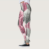 Atomares Rosa-Grau-Geometrisches-Baum-Gitter Leggings (Links)