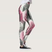 Atomares Rosa-Grau-Geometrisches-Baum-Gitter Leggings (Rechts)
