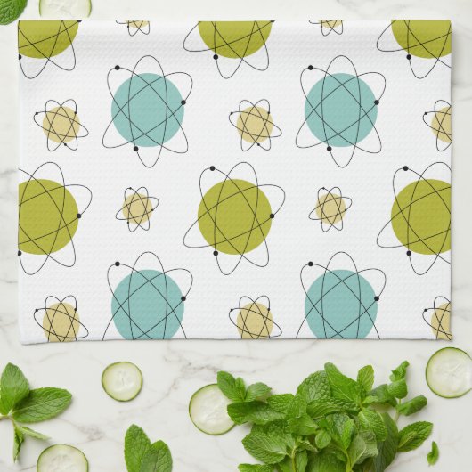 Atomares Sonnensystem Mitte des Jahrhunderts Moder Geschirrtuch (Gefaltet)