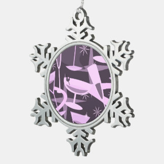 Atomarisches Retro-Martini-Cocktail-Muster aus den Schneeflocken Zinn-Ornament