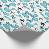 Atomblau und schwarz auf weißem Medium Geschenkpapier (Ecke)