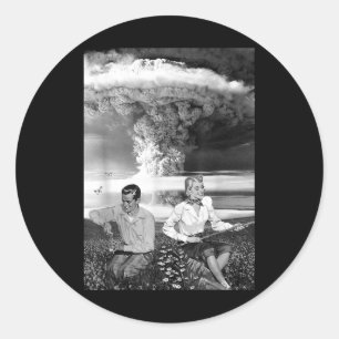 Atombombe Cloud Nuklear War Retro Vintag Milita Runder Aufkleber