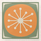 Atomdot Mid Century Moderner Retro 50er 60er Glasuntersetzer (Vorderseite)