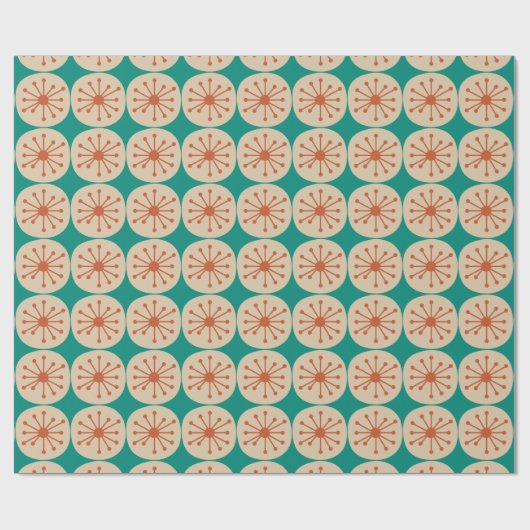 Atomdots Mitte Jahrhundert Moderne orange Beige Aq Geschenkpapier (Flach)
