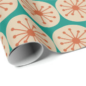 Atomdots Mitte Jahrhundert Moderne orange Beige Aq Geschenkpapier (Rolleneckpunkt)