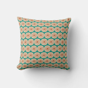 Atomdots Mitte Jahrhundert Moderne orange Beige Aq Kissen