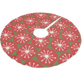 Atomdots Mitteljahrhundert Moderne Retro Rot und G Polyester Weihnachtsbaumdecke (Schrägansicht)