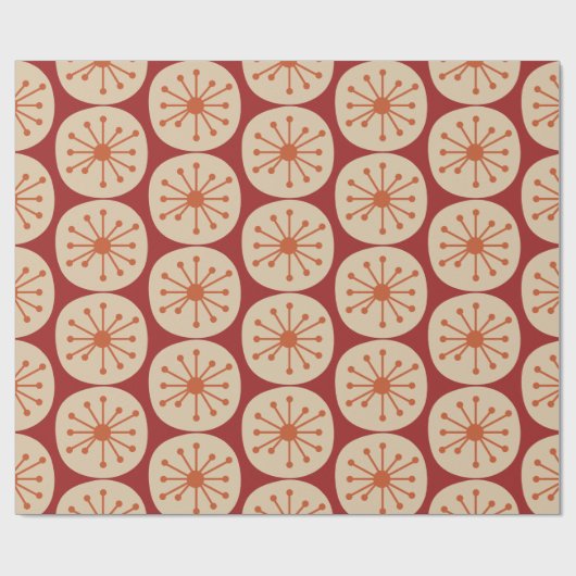 Atomdots Retro Mitte Jahrhundert Modernes Muster Geschenkpapier (Flach)