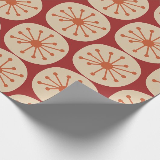 Atomdots Retro Mitte Jahrhundert Modernes Muster Geschenkpapier (Ecke)