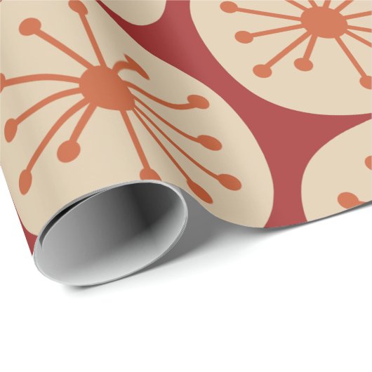 Atomdots Retro Mitte Jahrhundert Modernes Muster Geschenkpapier (Rolleneckpunkt)