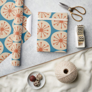 Atomdots Retro Mitte Jahrhundert Modernes Muster Geschenkpapier