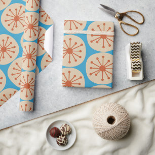 Atomdots Retro Mitte Jahrhundert Modernes Muster Geschenkpapier