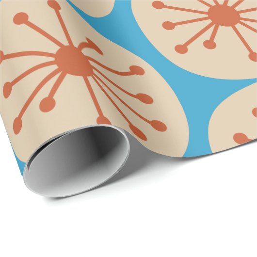 Atomdots Retro Mitte Jahrhundert Modernes Muster Geschenkpapier (Rolleneckpunkt)