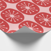 Atomdots Retro Mitte Jahrhundert rosa und rotes Mu Geschenkpapier (Ecke)