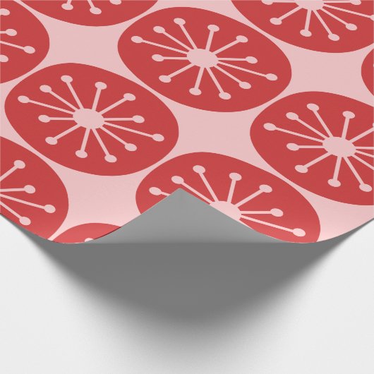 Atomdots Retro Mitte Jahrhundert rosa und rotes Mu Geschenkpapier (Ecke)
