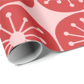 Atomdots Retro Mitte Jahrhundert rosa und rotes Mu Geschenkpapier (Rolleneckpunkt)