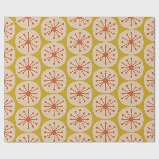 Atomdots Retro mitteles Mod Muster Mustard Orange Geschenkpapier (Flach)