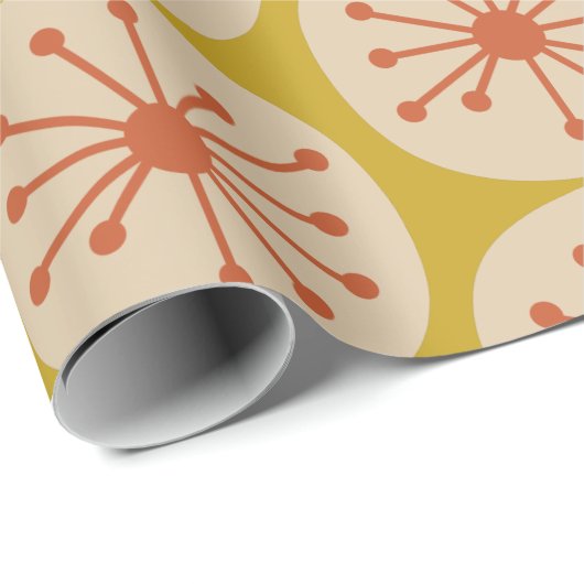 Atomdots Retro mitteles Mod Muster Mustard Orange Geschenkpapier (Rolleneckpunkt)