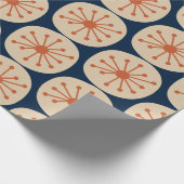 Atomdots Retro mitteles Mod Muster Orange und Mari Geschenkpapier (Ecke)