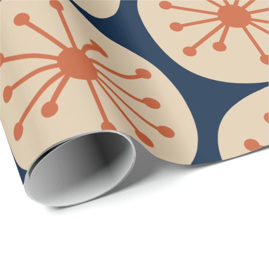 Atomdots Retro mitteles Mod Muster Orange und Mari Geschenkpapier (Rolleneckpunkt)