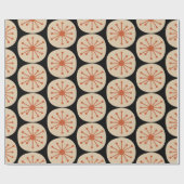 Atomdots Retro Mitteles Mod Muster Orange und Schw Geschenkpapier (Flach)