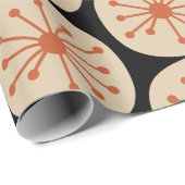Atomdots Retro Mitteles Mod Muster Orange und Schw Geschenkpapier (Rolleneckpunkt)