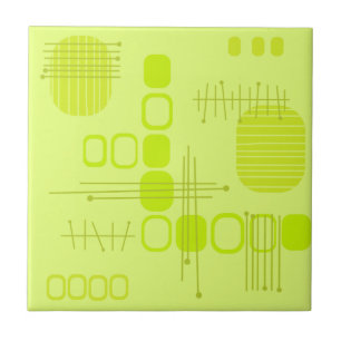 Atome Abstrakte Barkcloth-Chartreuse Fliese