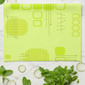 Atome Abstrakte Barkcloth-Chartreuse Geschirrtuch (Gefaltet)