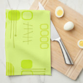 Atome Abstrakte Barkcloth-Chartreuse Geschirrtuch (Viertel Falte)