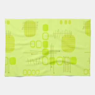 Atome Abstrakte Barkcloth-Chartreuse Geschirrtuch